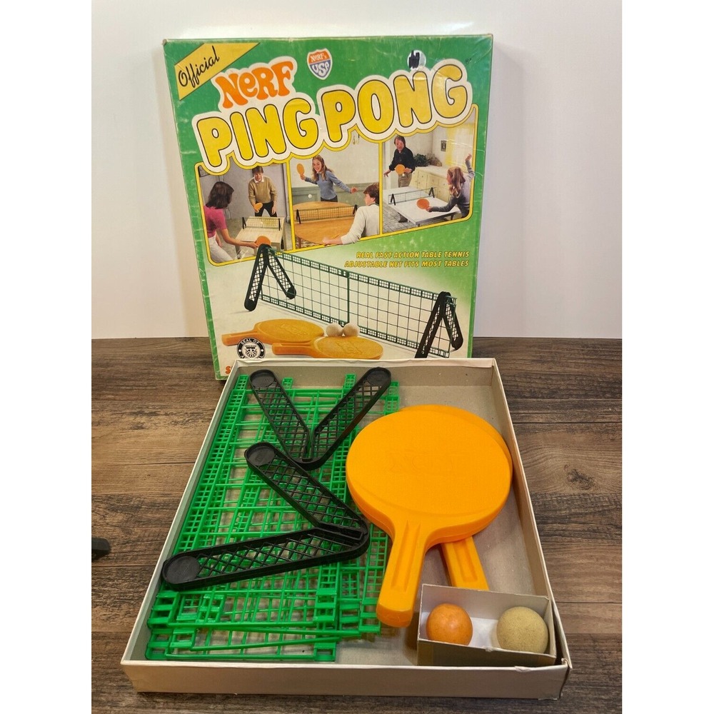 Vintage Nerf Ping Pong Table Game Parker Brothers Missing One Soft Ball